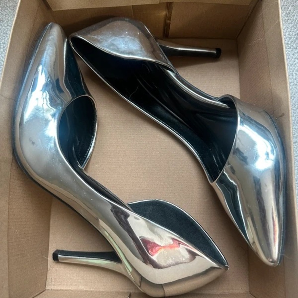 Shiny Silver Stiletto Heels